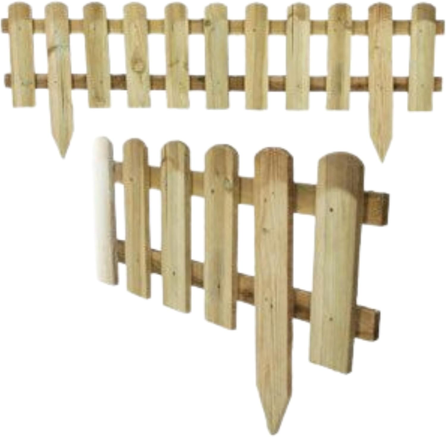 AAMEN Wooden Freestanding Picket Fence Panels – Natural Wood Decorative Garden Edging for Patios, Guest Houses & Outdoor Spaces