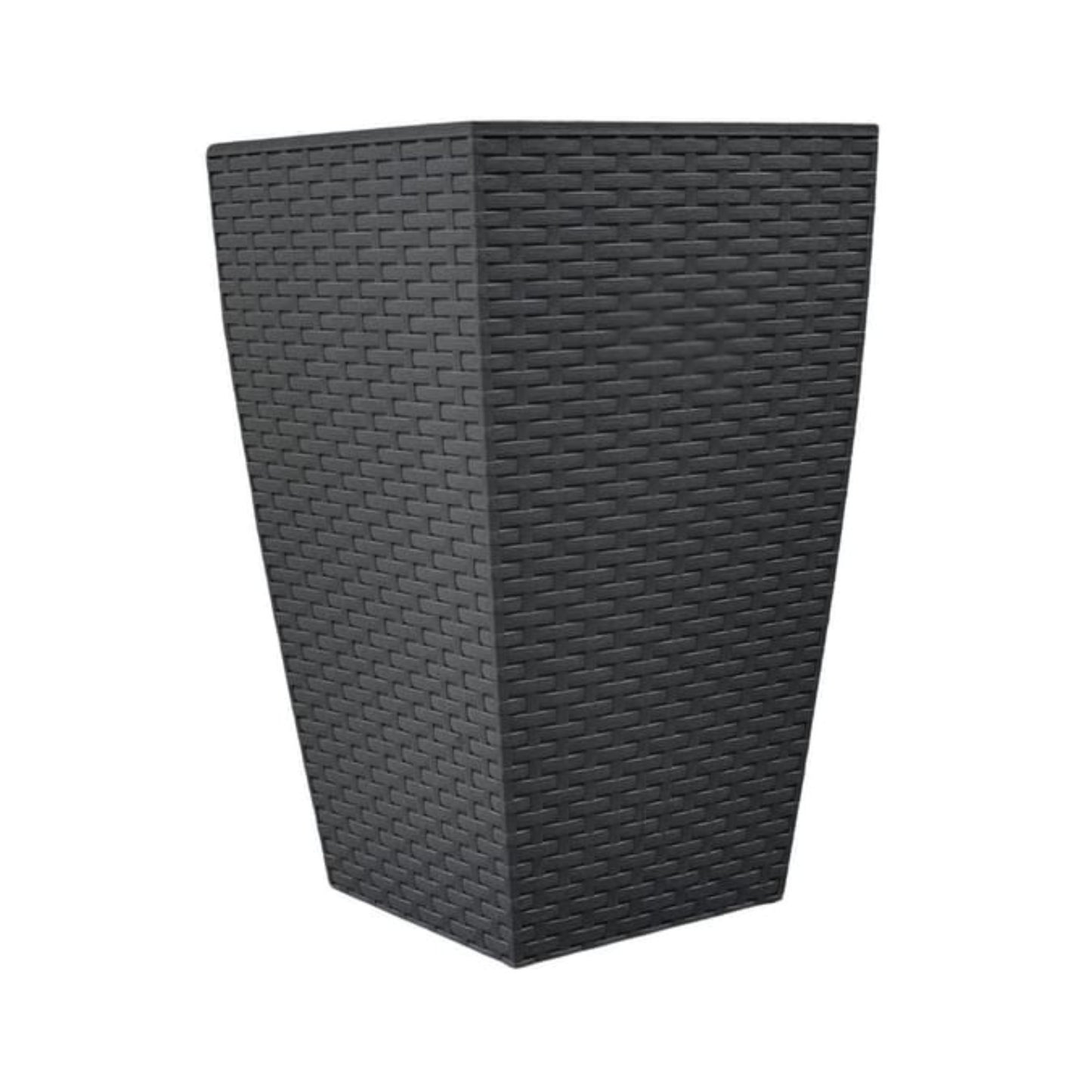 Tall Square Black Rattan Planter - 45cm Indoor/Outdoor Garden Pot