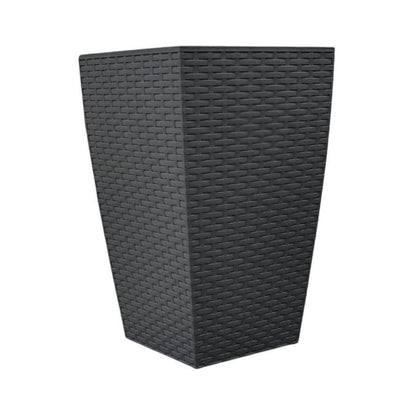 Tall Square Black Rattan Planter - 45cm Indoor/Outdoor Garden Pot