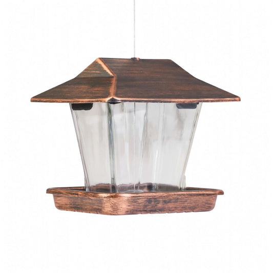 Hanging Bird Feeder for Outdoors, Wild Bird Seed Feeder, Copper Effect, Squirrel Resistant Plastic Wild Bird Seed Feeder for Garden, Yard & Outdoor Decoration