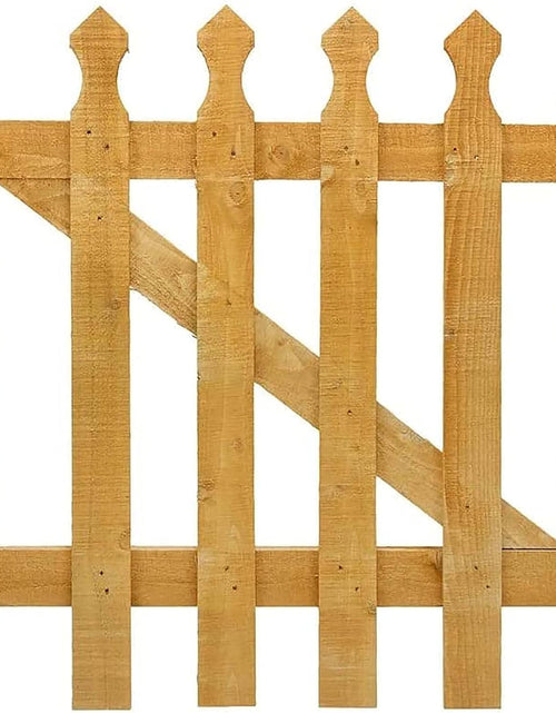 Load image into Gallery viewer, 3x3ft Wooden Garden Gate, Picket Garden Wood Timber Gate, Round Top Picket Garden Gate, Decorative Garden Wicket Gate, Outdoor Wooden Stair Gate, Golden Brown Swing Gates-(90x4.5x87cm)
