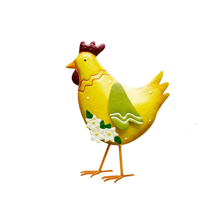 Metal Rooster Garden Statue Outdoor Rooster