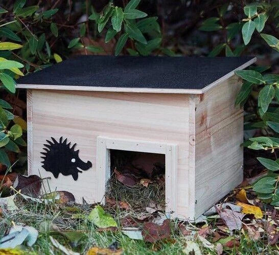 Wooden Hedgehog House Garden, Predator-Proof Wooden House, Garden Shelter, Slopped Roof And Full Wood Floor Winter House, Hedgehog Gifts