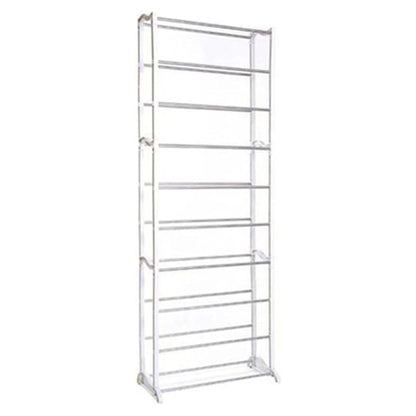 AAMEN 10 Tier Stackable Shoe Rack, Metal Shoe Rack Storage Organiser, Freestanding Shelves Organizer for Closet Hallway Bathroom Living Room 40Pairs Storage, (H141 x W25 x L72cm)