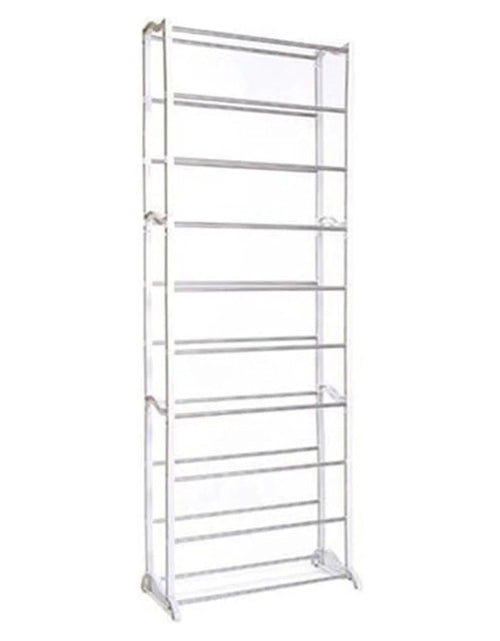 Load image into Gallery viewer, AAMEN 10 Tier Stackable Shoe Rack, Metal Shoe Rack Storage Organiser, Freestanding Shelves Organizer for Closet Hallway Bathroom Living Room 40Pairs Storage, (H141 x W25 x L72cm)
