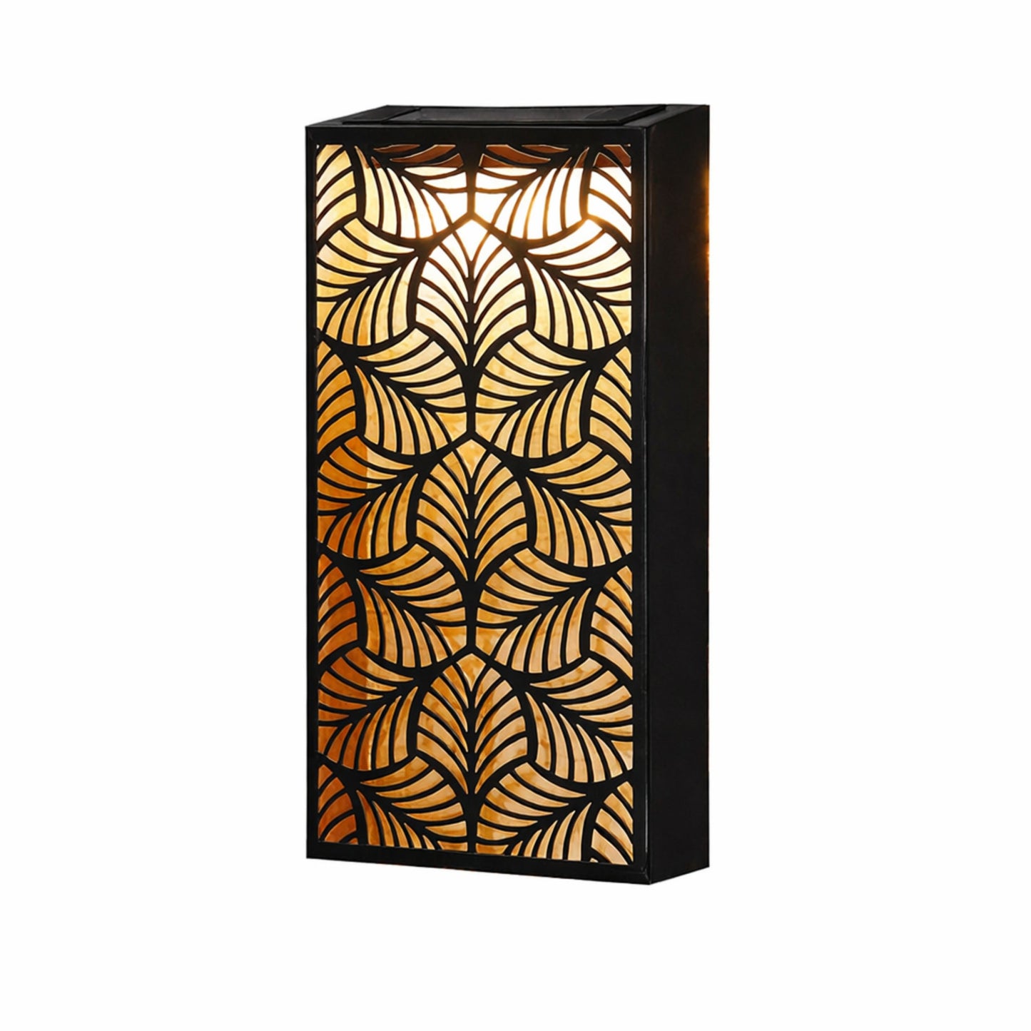 Metal Wall Art Solar Light – Warm White LEDs, Auto Dusk On, Rechargeable (Leaves)