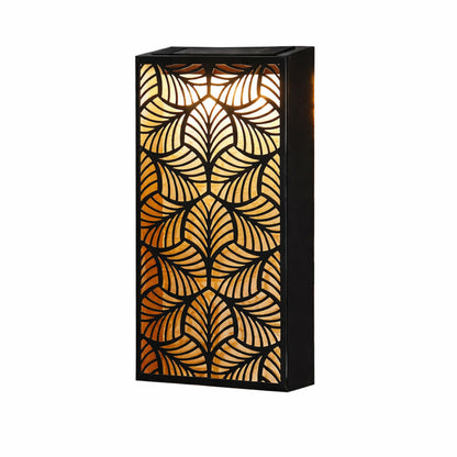 Metal Wall Art Solar Light – Warm White LEDs, Auto Dusk On, Rechargeable (Leaves)