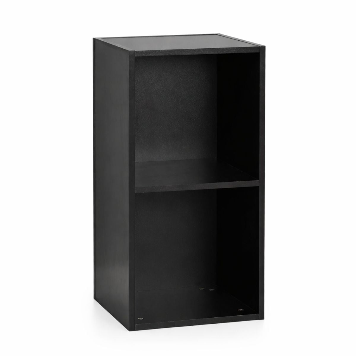 2 Tier Black Cube Storage Unit - Wooden Bookcase Shelf