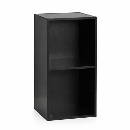 2 Tier Black Cube Storage Unit - Wooden Bookcase Shelf