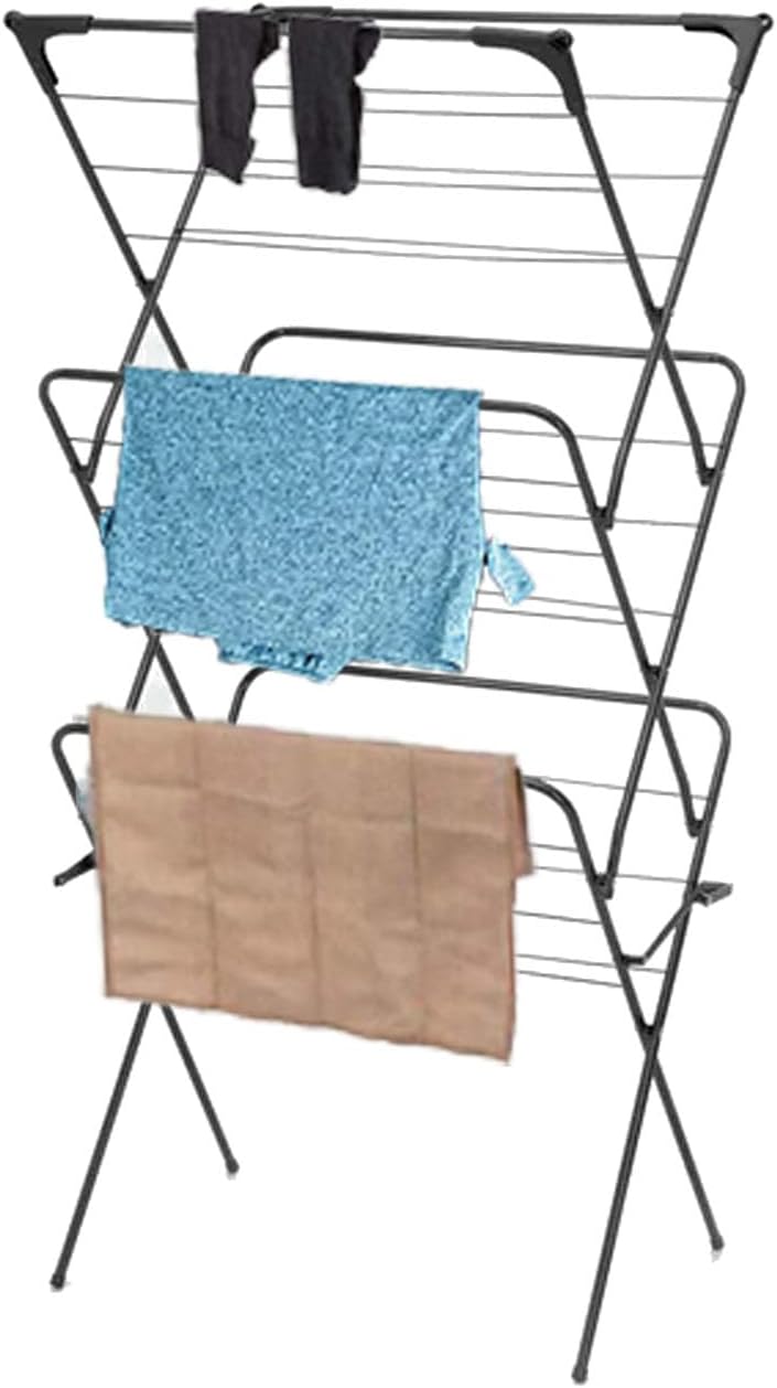 AAMEN 3 Tier Foldable Clothes Airer, Clothes Drying Rack with 14m of Drying Space, Indoor and Outdoor Laundry Drying Rack, Non-Slip Feet