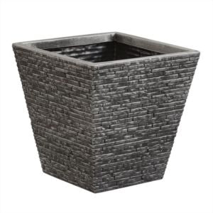Small Pewter Slate Style Planter – Modern Concrete Look Flower Pot
