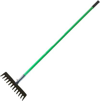 AAMEN 12 Teeth Heavy Duty Garden Rake – Carbon Steel Soil & Leaf Rake for Gardening (120x32x9cm, Black)