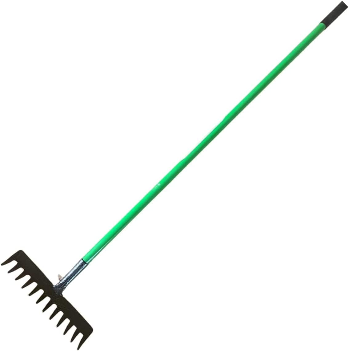AAMEN 12 Teeth Heavy Duty Garden Rake – Carbon Steel Soil & Leaf Rake for Gardening (120x32x9cm, Black)