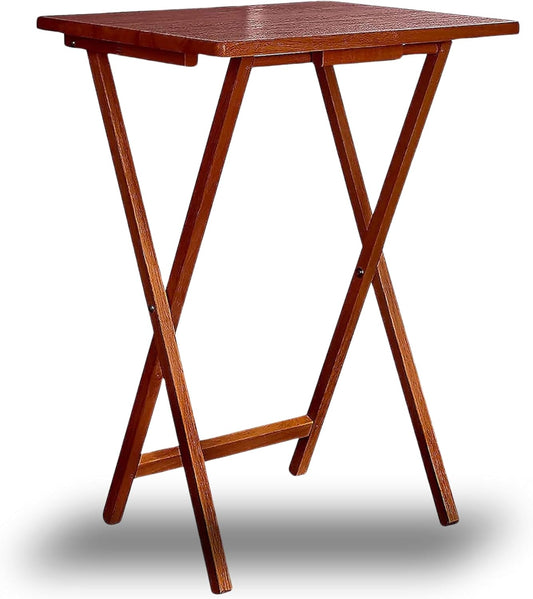 AAMEN Portable Folding Table – Wooden Snack Tray, TV Tray, Laptop & Side Table, Foldable Desk for Living Room, Natural Wood Finish