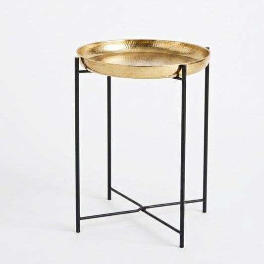 Modern Gold Tray Side Table with Metal Frame