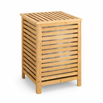 Large Bamboo Laundry Basket with Removable Liner Bag