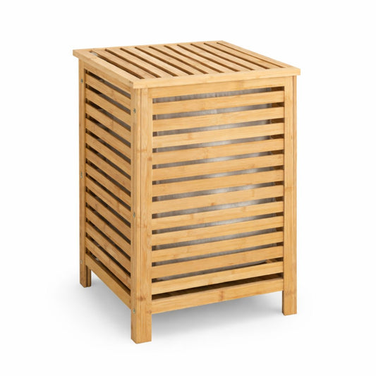 Large Bamboo Laundry Basket with Removable Liner Bag