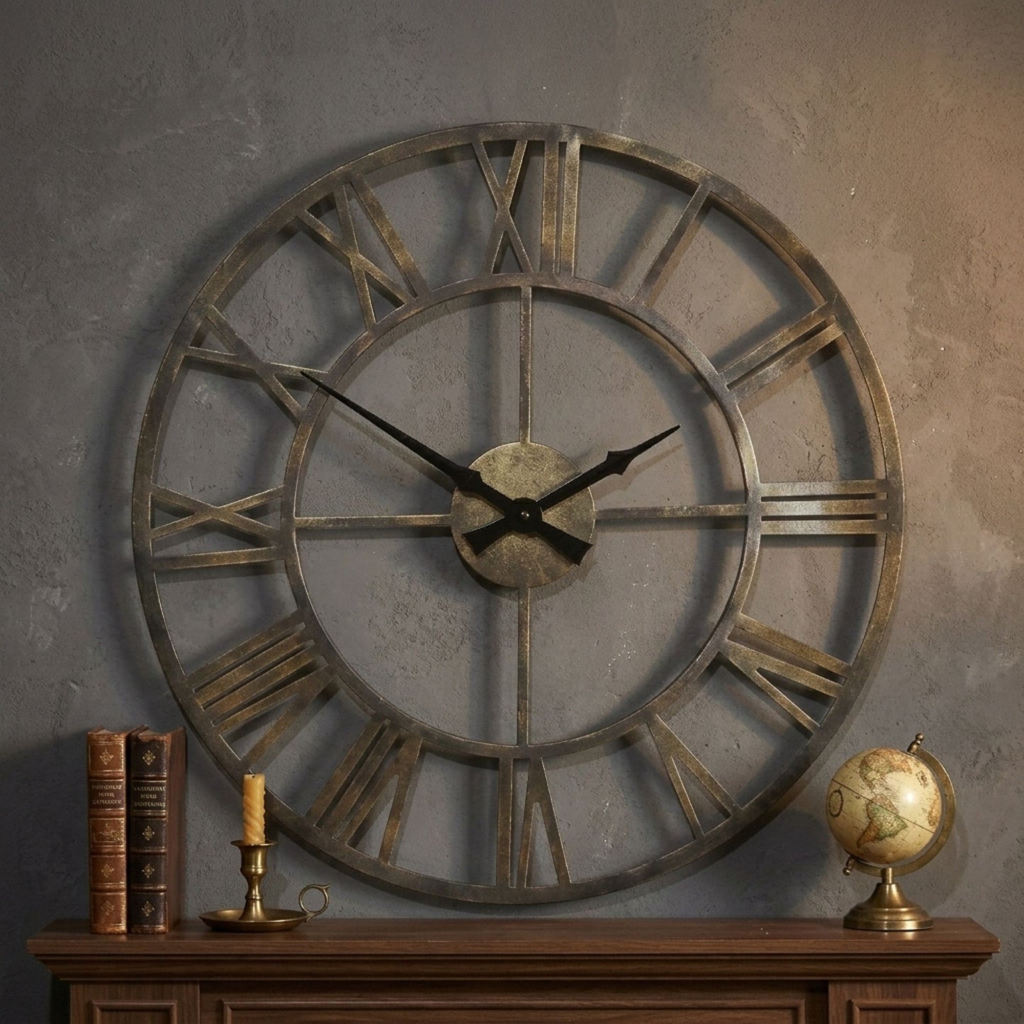 Large Metal Roman Numeral Wall Clock 50cm
