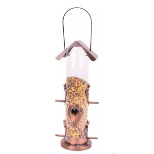 6-Port Metal Wild Bird Feeder – Water Resistant Hanging Tube for All-Season Use
