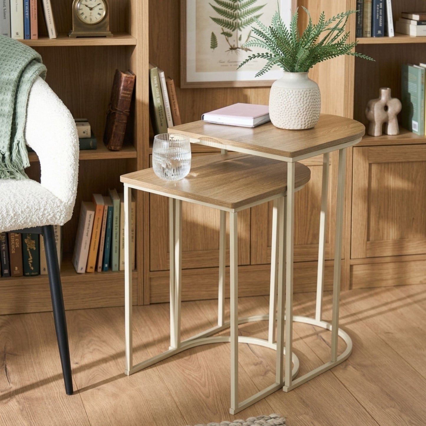 Nest of Tables Oak Effect Coffee and End Tables Space Saving