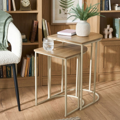 Nest of Tables Oak Effect Coffee and End Tables Space Saving