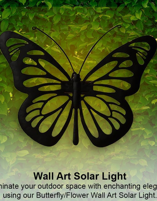 Load image into Gallery viewer, AAMEN Weatherproof Solar LED Butterfly Wall Art, Garden Metal Butterfly Outdoor Fence Ornaments Decoration Lights, Novelty Fence Wall Decoration Light - Outdoor with White Glow
