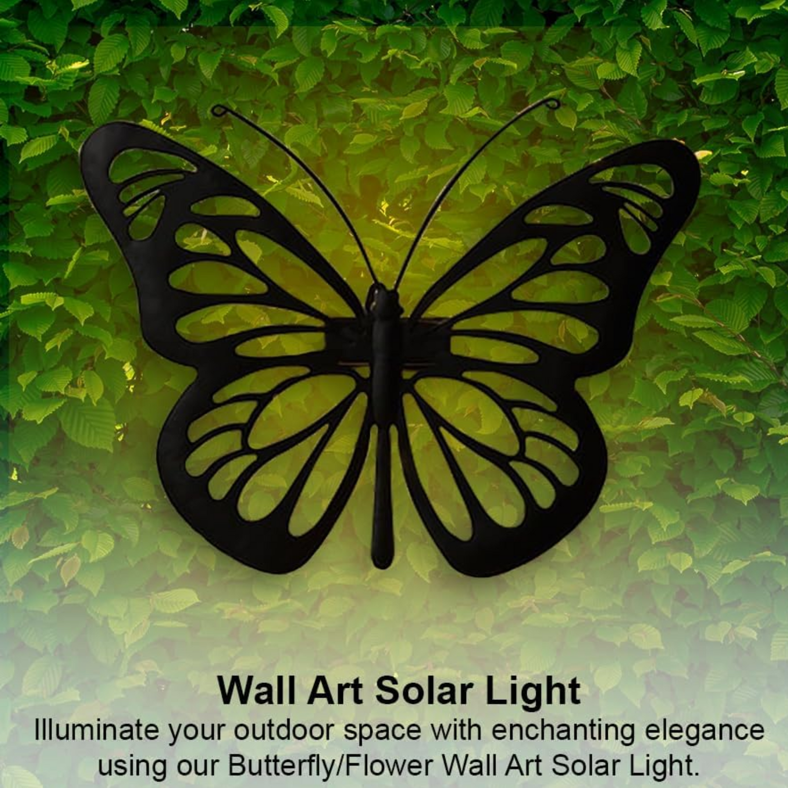 AAMEN Weatherproof Solar LED Butterfly Wall Art, Garden Metal Butterfly Outdoor Fence Ornaments Decoration Lights, Novelty Fence Wall Decoration Light - Outdoor with White Glow