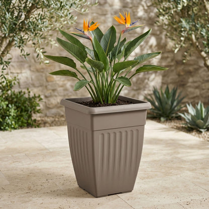 Tall Square Athens Planter 42cm Grey | Plastic Outdoor/Indoor Garden Pot