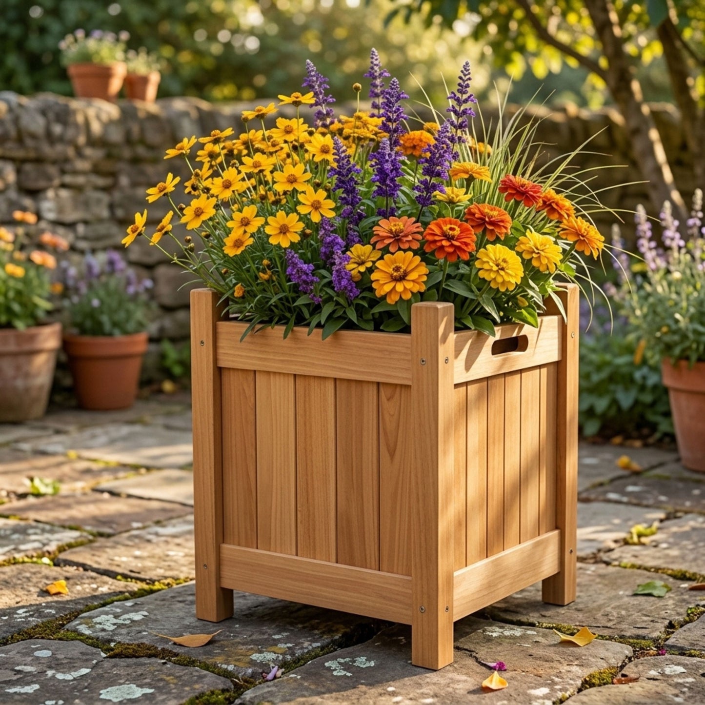 Wooden Square Planter for Garden and Patio