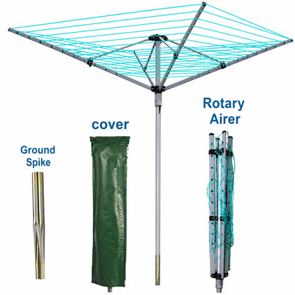 60m Heavy Duty Rotary Washing Line, Premium Outdoor Clothes Airer