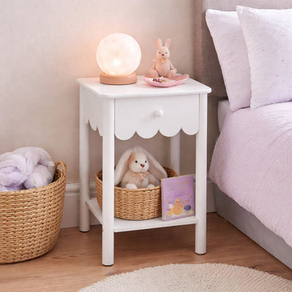 Kids White Bedside Table - Small Wooden Bedroom Furniture Unit