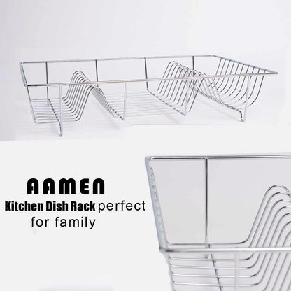 AAMEN Stainless Steel Kitchen Dish Drying Rack – Chrome Wire Dish Rack for Kitchen Counter (48.5 x 30 x 10cm)