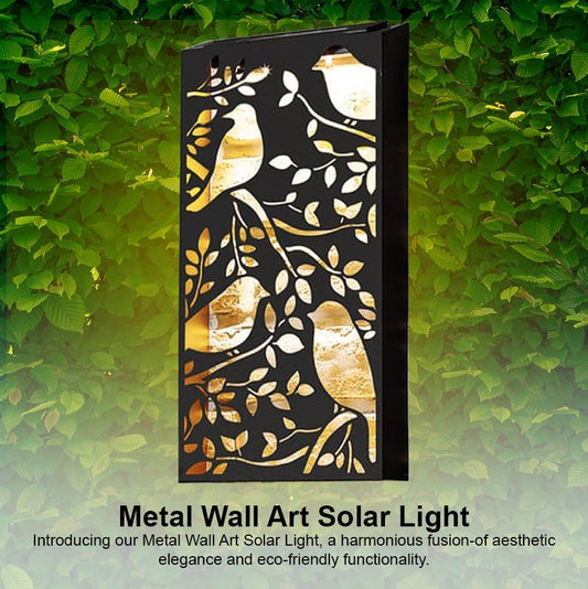AAMEN Metal Sparrows Wall Art Solar Light – Outdoor LED Fence & Garden Décor with Dusk-to-Dawn Sensor