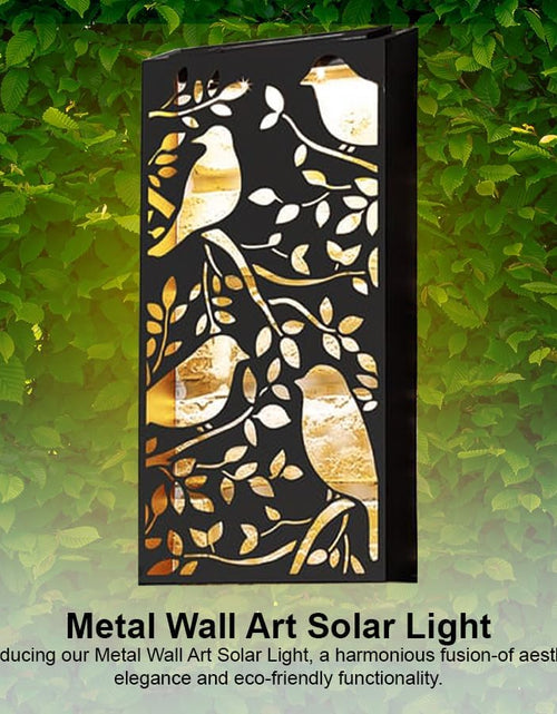 Load image into Gallery viewer, AAMEN Metal Sparrows Wall Art Solar Light – Outdoor LED Fence &amp; Garden Décor with Dusk-to-Dawn Sensor
