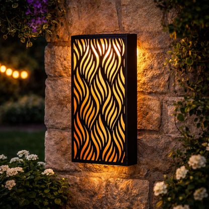 Metal Wall Art Solar Light – Warm White LEDs, Auto Dusk On, Rechargeable (Diamonds)