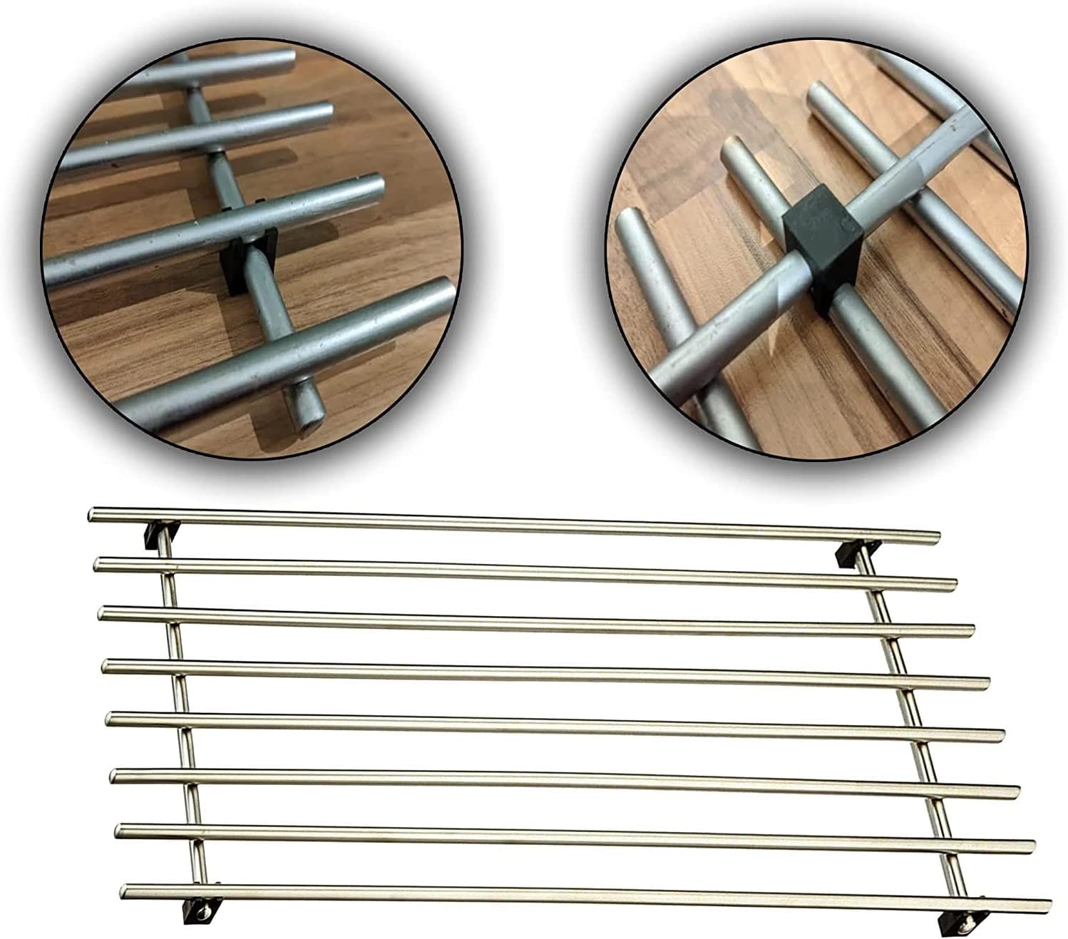 AAMEN Modern Metal Trivet for Kitchen Table, Strong Trivets for Hot Pans, Hot Trays, & Plates Stand, Rectangular Trivet Stainless Steel Worktop Protector (Pot Holder)