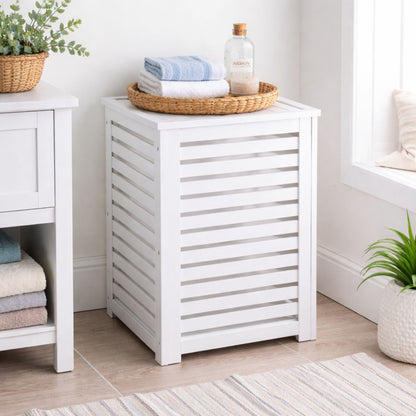 Large Bamboo Laundry Basket with Removable Liner Bag