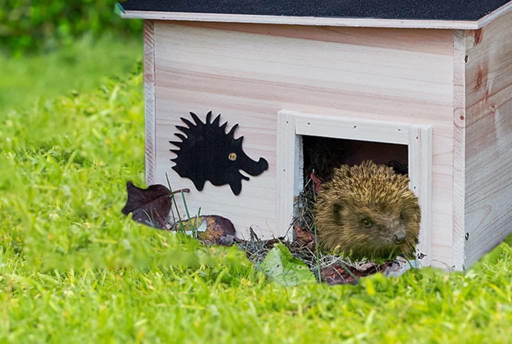Wooden Hedgehog House Garden, Predator-Proof Wooden House, Garden Shelter, Slopped Roof And Full Wood Floor Winter House, Hedgehog Gifts