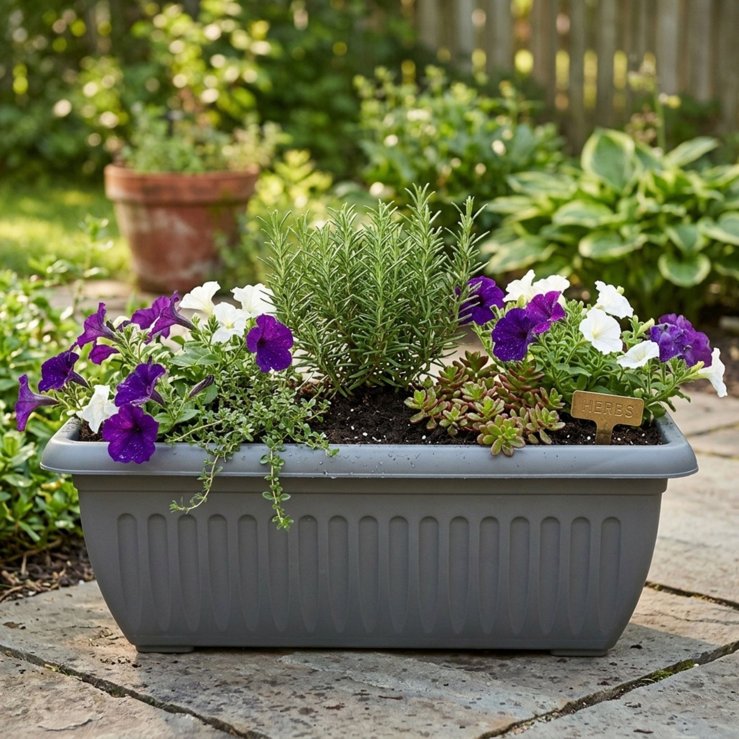 Large Trough Athens Trough Planter 70cm Grey | Plastic Window Box Garden Pot