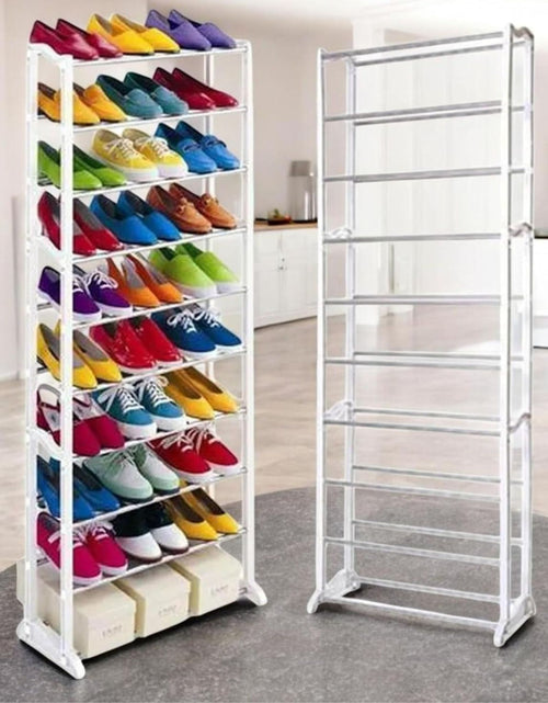 Load image into Gallery viewer, AAMEN 10 Tier Stackable Shoe Rack, Metal Shoe Rack Storage Organiser, Freestanding Shelves Organizer for Closet Hallway Bathroom Living Room 40Pairs Storage, (H141 x W25 x L72cm)

