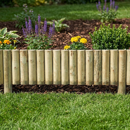 Wooden Garden Border Fence and Log Edging Board