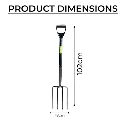 Garden Border Digging Fork Carbon Steel Gardening Fork with PVC Grip Heavy Duty Garden Fork for Digging Manure Fork Pitchfork Tool for Soil Cultivating & Aerating, Rust-Resistant