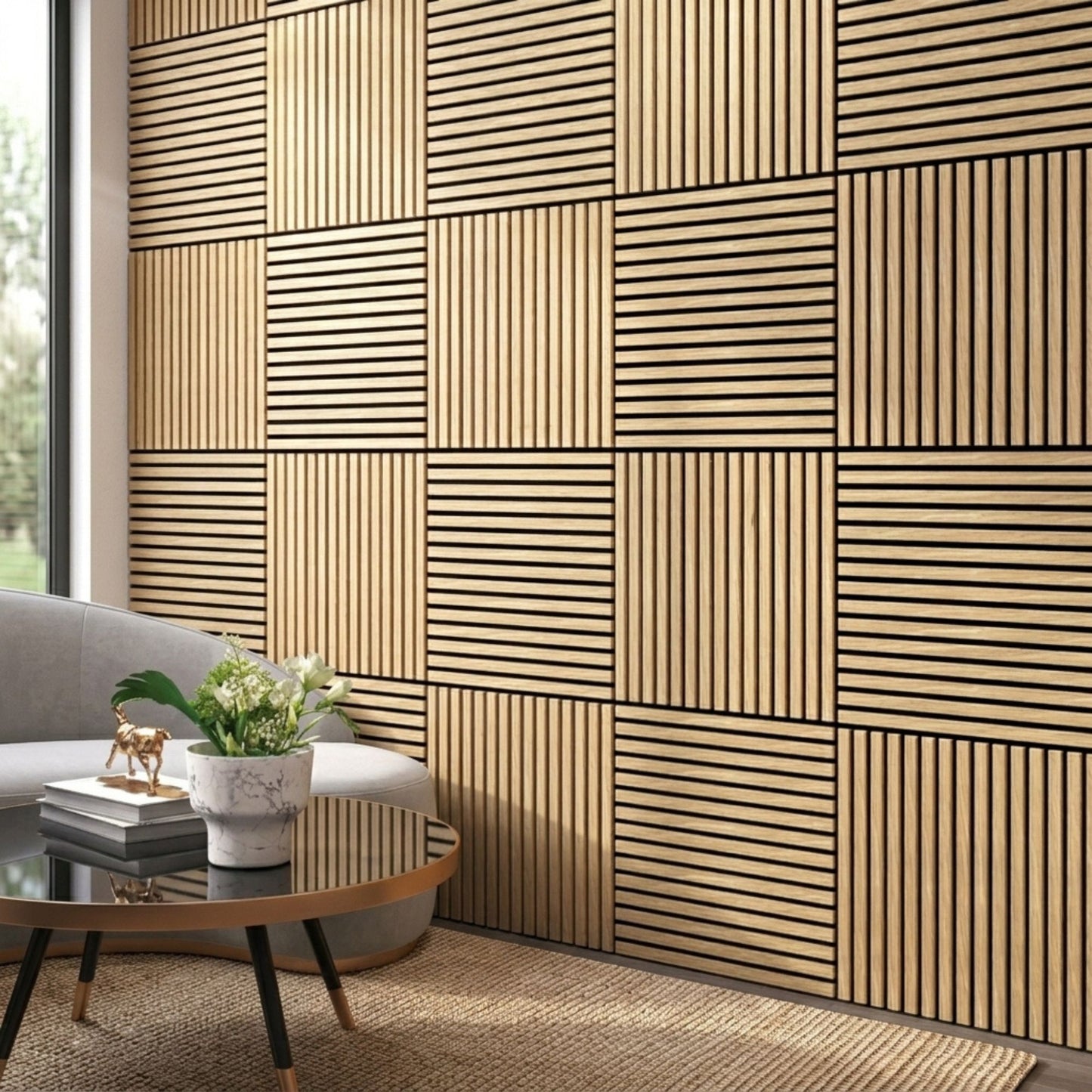 60 x 60cm Wood Finish Sound Absorbing Panels  4 Pack