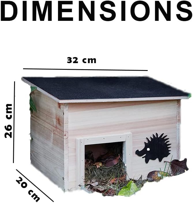 Wooden Hedgehog House Garden, Predator-Proof Wooden House, Garden Shelter, Slopped Roof And Full Wood Floor Winter House, Hedgehog Gifts