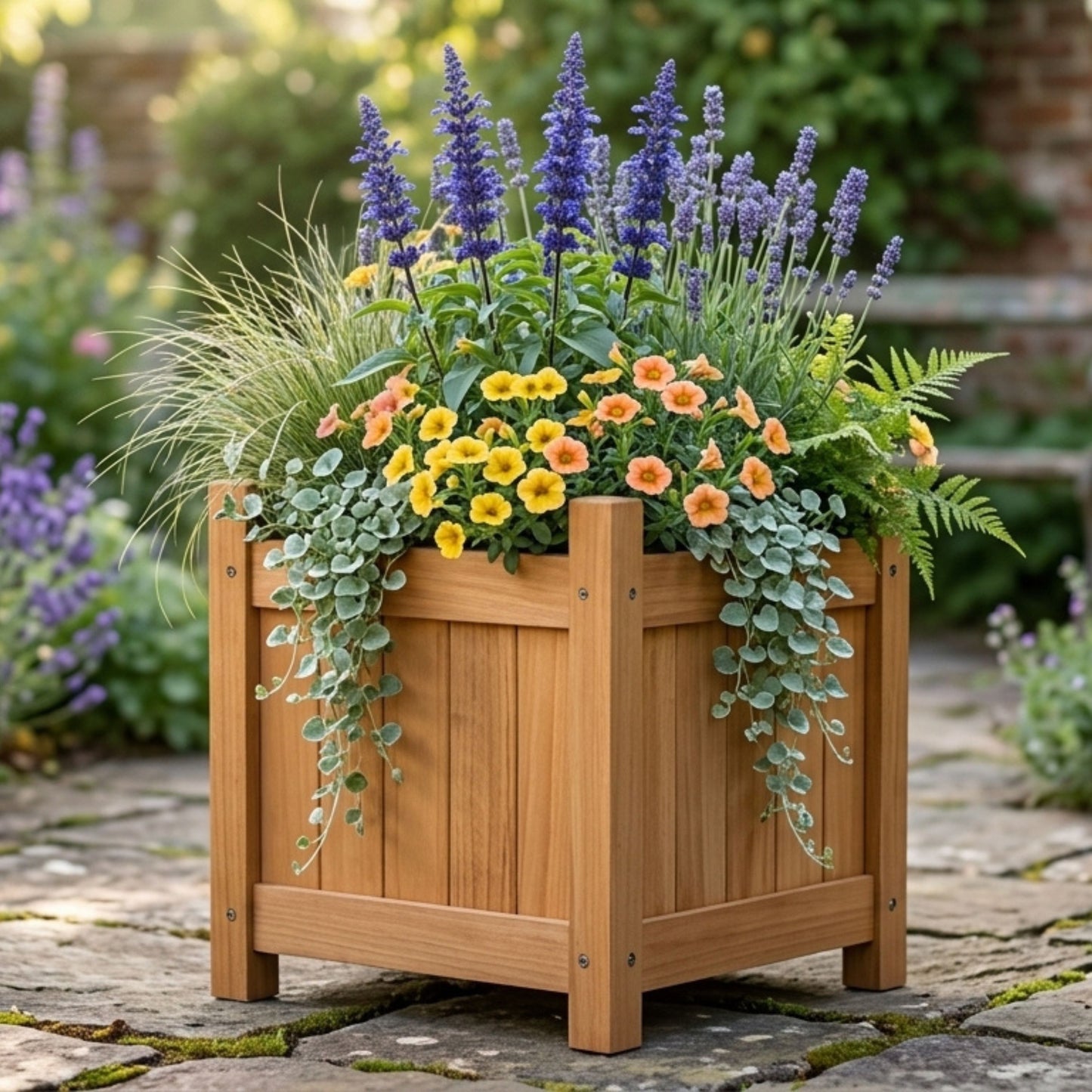 Wooden Square Planter for Garden and Patio