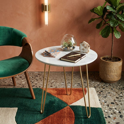 Modern Marble Coffee Table with Gold Hairpin Legs