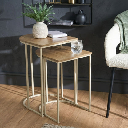 Nest of Tables Oak Effect Coffee and End Tables Space Saving