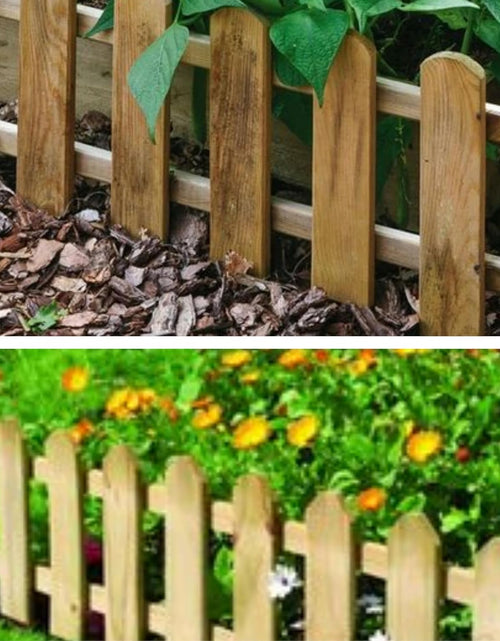 Load image into Gallery viewer, AAMEN Wooden Freestanding Picket Fence Panels – Natural Wood Decorative Garden Edging for Patios, Guest Houses &amp; Outdoor Spaces

