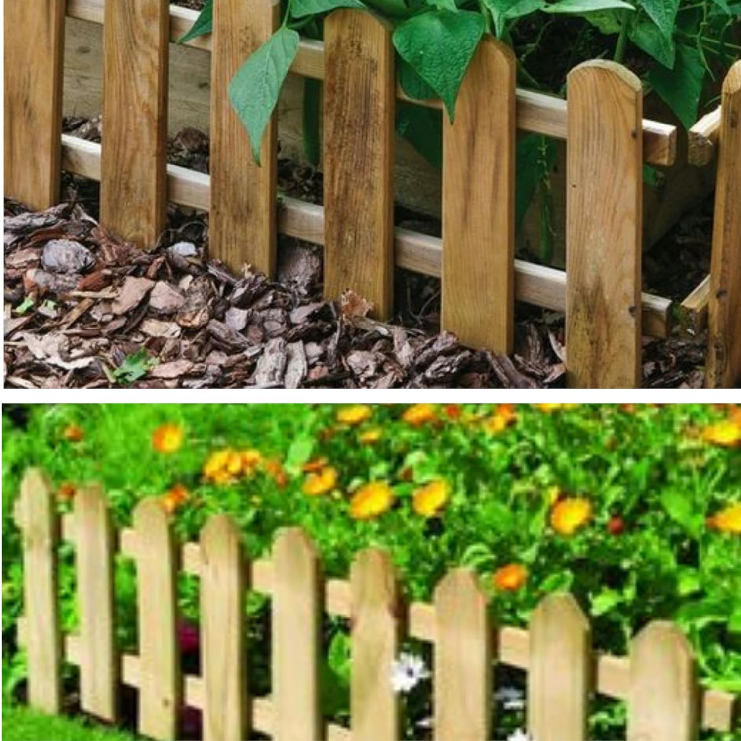 AAMEN Wooden Freestanding Picket Fence Panels – Natural Wood Decorative Garden Edging for Patios, Guest Houses & Outdoor Spaces