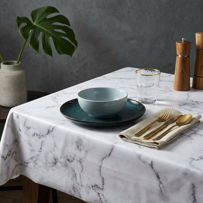 Rectangular Waterproof Tablecloth Grey Marble Print